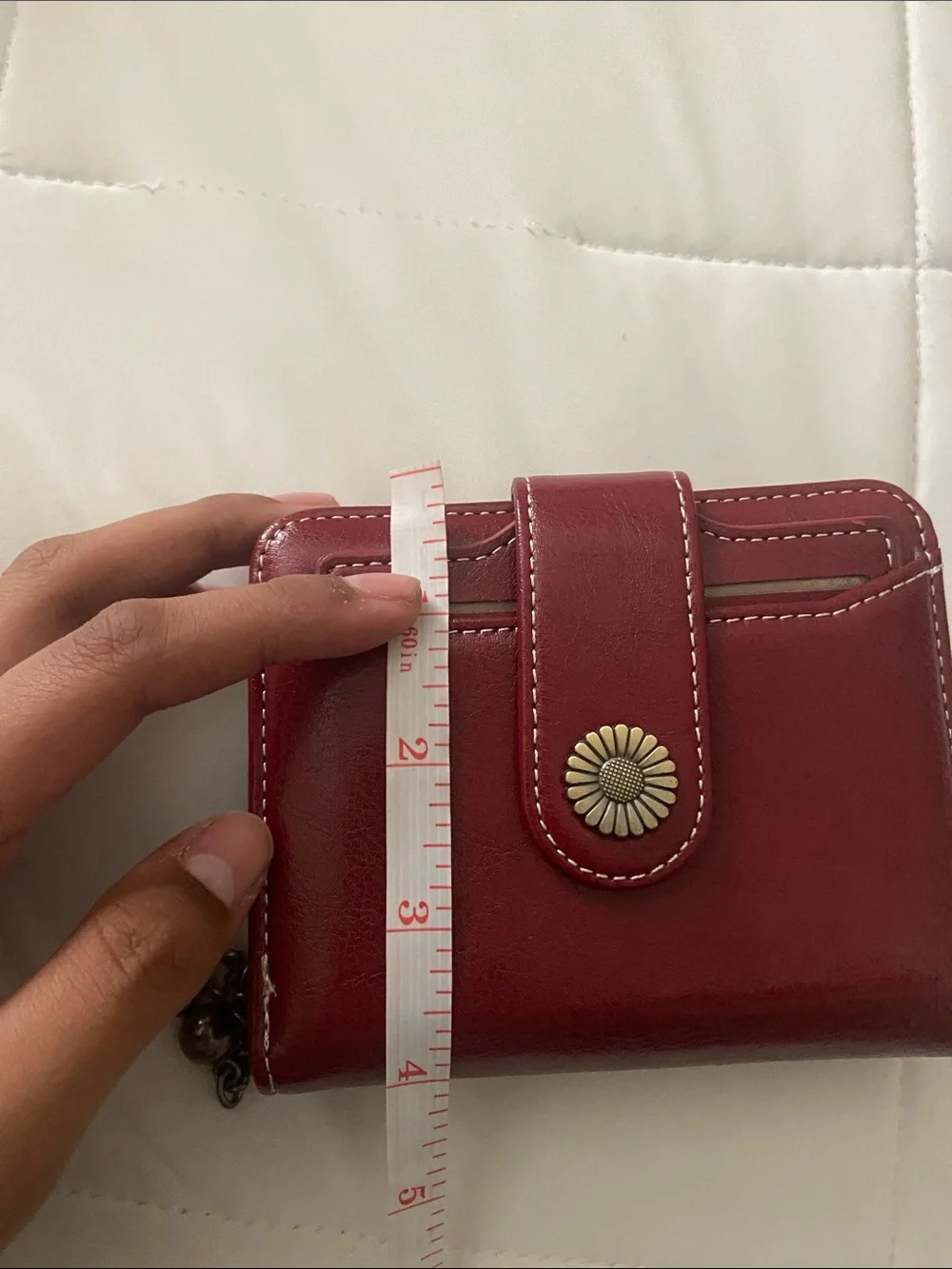 Red Leather Snap-Closure Women's Wallet